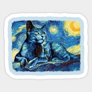 Cat Van Gogh Style Sticker